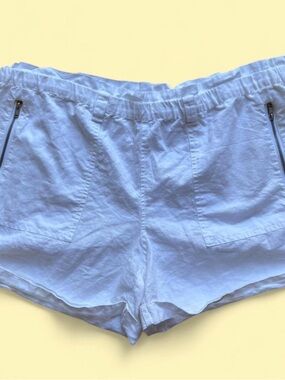 New York & Company White Linen-Blend Shorts